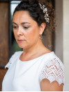 Arlette  robe courte civile de l'Atelier de Juliette se Marie, en crêpe et guipure. Création française