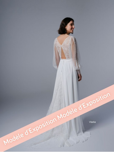 Vladia, robe longue bohème dos nu, manches longues, Créations Bochet