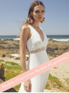 Robe mariee longue fluide fourreau, tulle 3D, sans manches,