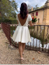 CASTOR  robe de mariée courte, mariage civil, création française, en piqué de coton