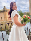 CASTOR  robe de mariée courte, mariage civil, création française, en piqué de coton