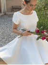 CASTOR  robe de mariée courte, mariage civil, création française, en piqué de coton