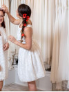 Robe de mariée courte robe civile en broderie anglaise. Dos nu. Création Atelier de Juliette