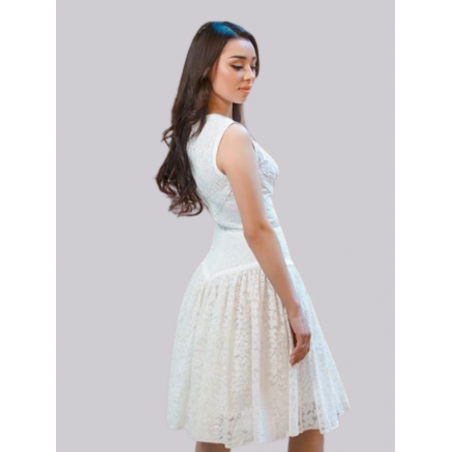 Robe de cérémonie ou mariage civil courte sans manches
Dos dentelle transparent