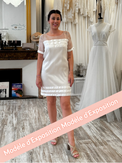 Robe de mariée courte en organza de soie