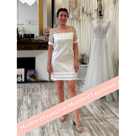 Robe de mariée courte en organza de soie