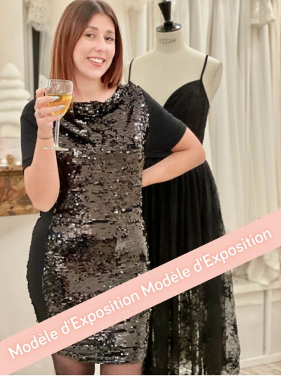 Robe cocktail noire courte Marylin