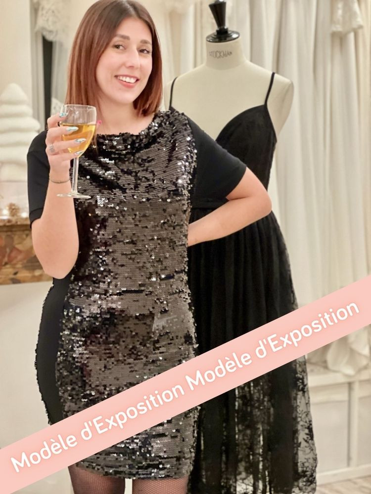 Robe cocktail noire courte Marylin