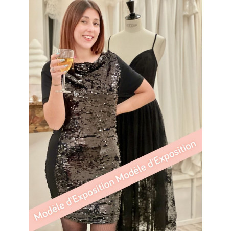 Robe cocktail noire courte Marylin