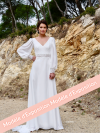 Cosmos, robe de mariée longue bohème dos nu, à manches longues, Créations Bochet