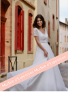 Valse, robe de mariée longue bohème dos nu, dentelle pailletée.  Créations Bochet