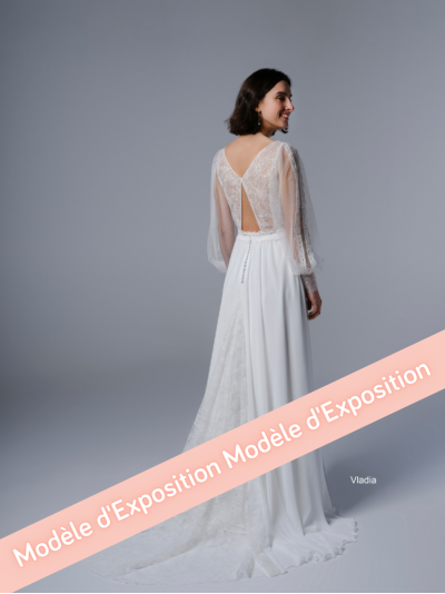 Vladia, robe longue bohème dos nu, manches longues, Créations Bochet