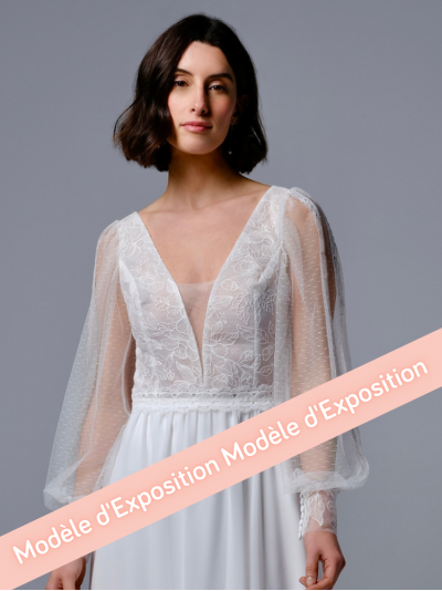 Vladia, robe longue bohème dos nu, manches longues, Créations Bochet