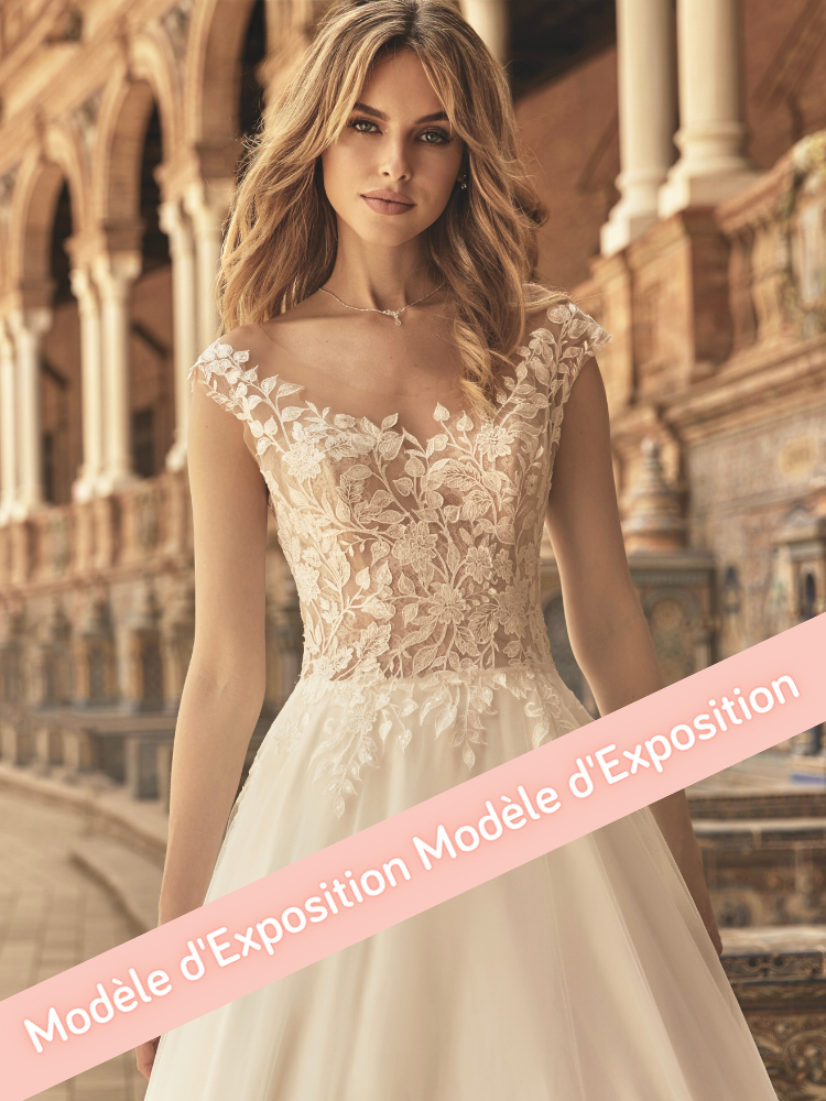 Robe longue mariée princesse , dentelle et paillettes