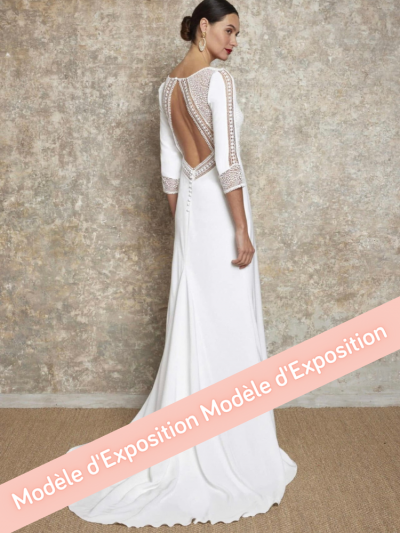 Robe mariee manches longues Eperon, Lambert Créations
