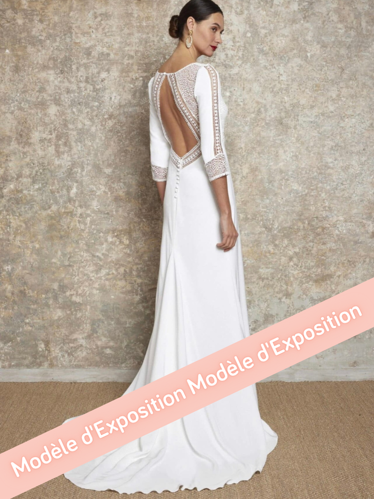 Robe mariee manches longues Eperon, Lambert Créations