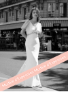 Robe de mariée longue droite, fluide en crêpe avec tulle 3D fleurs, by Lambert Créations