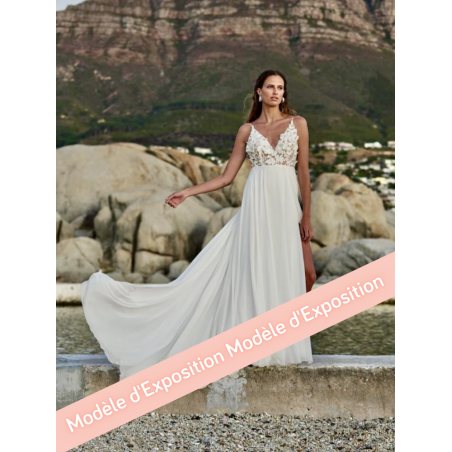 Cagliari robe de mariée longue fluide à bretelles by Rembo Styling