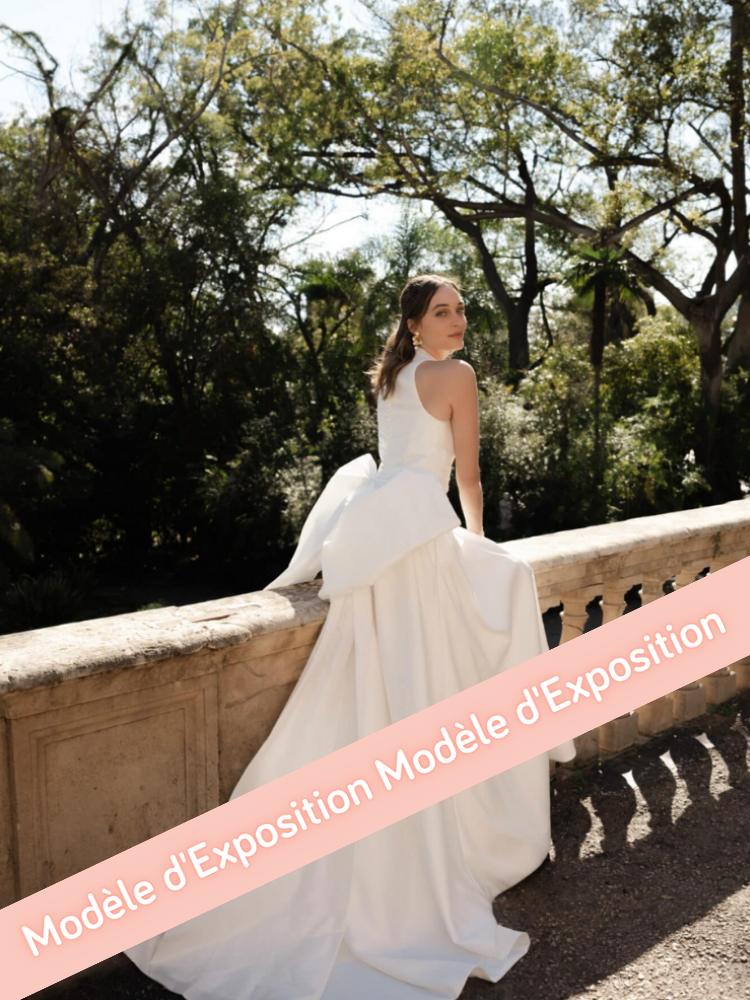 Let Me Love You, robe trapèze en mikado, décolleté, noeud dans le dos, Marylise Bridal