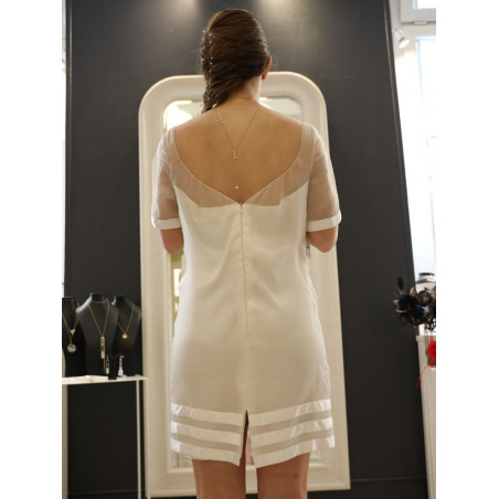 Robe de mariée courte en organza de soie
