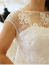 Top en tulle brodé français, manches courtes