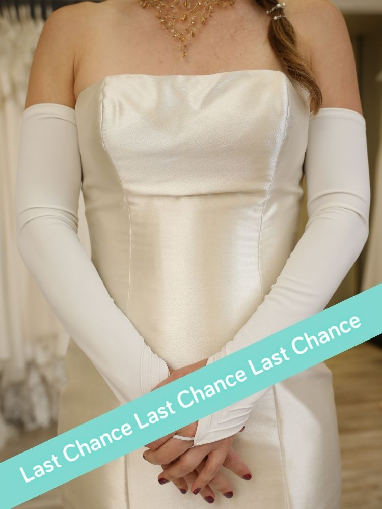 Mitaines longues à plis, couleur crème, sobre et chic