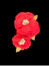 Broche fleurs rouges en tissu, ornée de strass