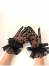 Gants noirs en tulle avec fronces