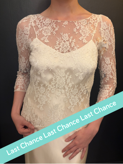 Top de mariage en dentelle de Calais et soie