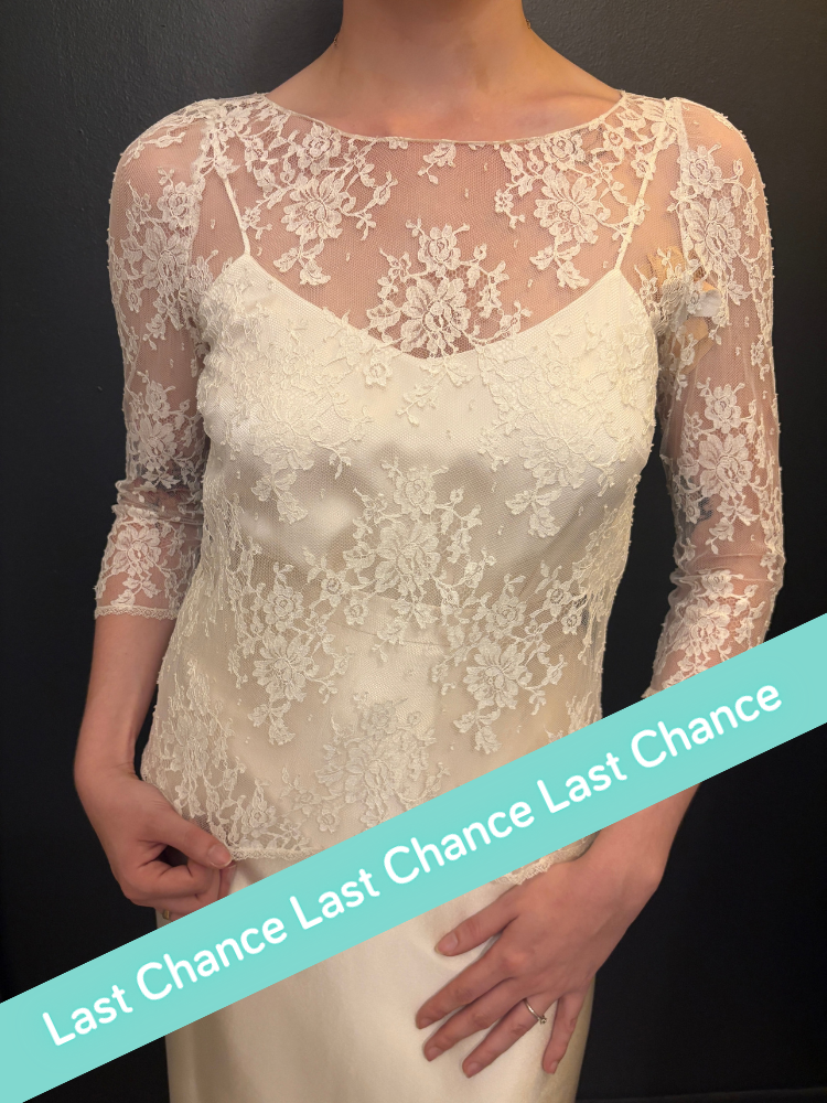 Top de mariage en dentelle de Calais et soie