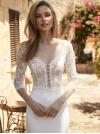 Crop top en dentelle de Calais, manches 3/4