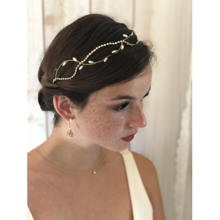 Couronne de mariée, bijoux de tête, couronne dorée, accessoire de tete doré, perles